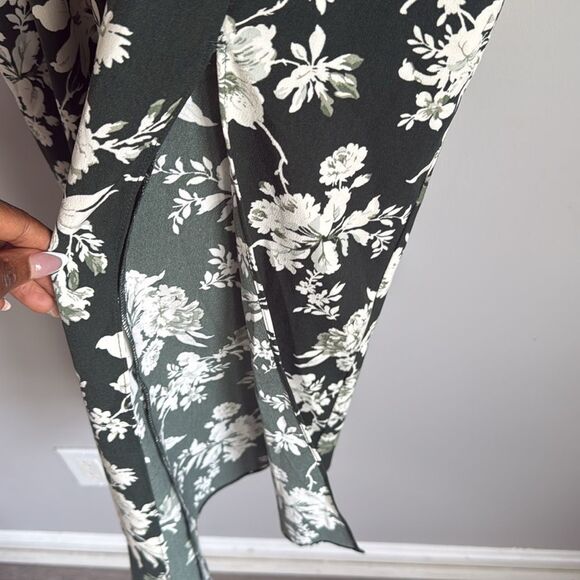 NEW Abercrombie & Fitch High-Slit Midaxi Dress green floral Large - Picture 7 of 15